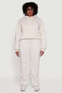 Womens Plus Size Rhinestone Studded Drawstring Waist Sweatpants, Beige, Size 1X