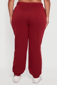 Plus Rhinestone Studded Drawstring Waist Sweatpants