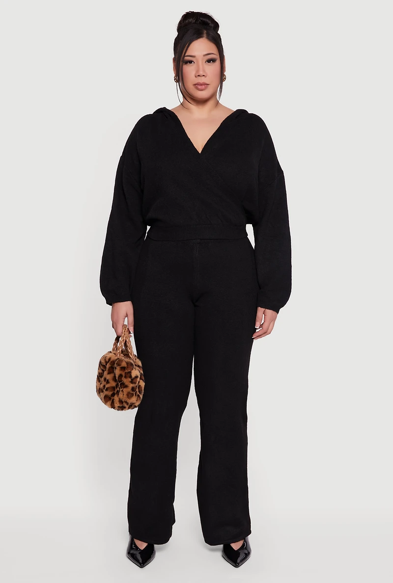 Plus Almost Famous Faux Wrap Sweater Hoodie