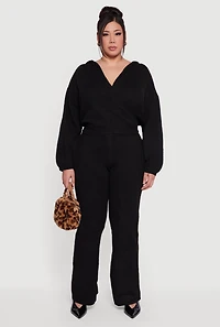 Plus Almost Famous Faux Wrap Sweater Hoodie