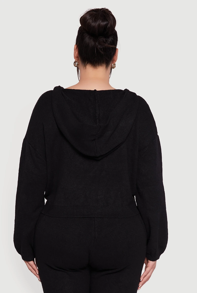 Plus Almost Famous Faux Wrap Sweater Hoodie