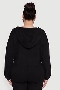 Plus Almost Famous Faux Wrap Sweater Hoodie