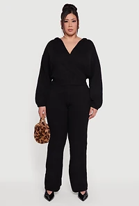 Plus Almost Famous Brushed Knit Flare Leg Pants