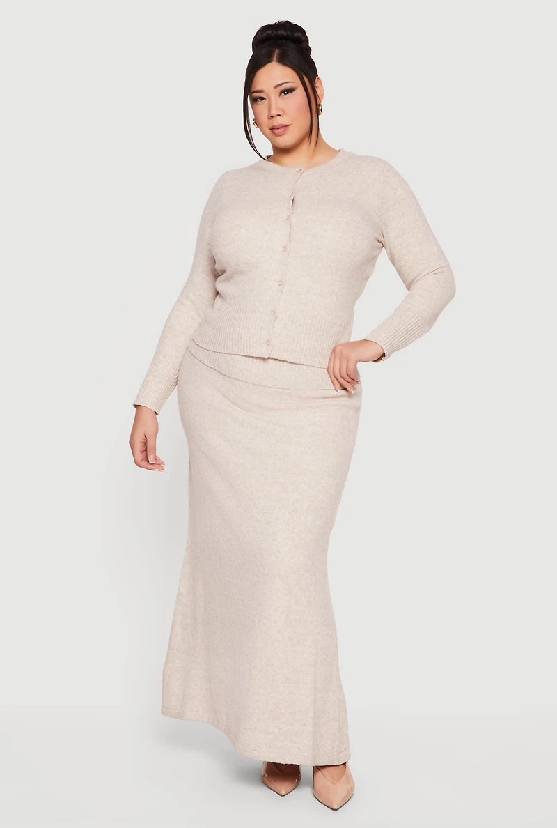 Womens Plus Size Almost Famous Ribbed Knit Button Front Cardigan, Grey, Size 3X