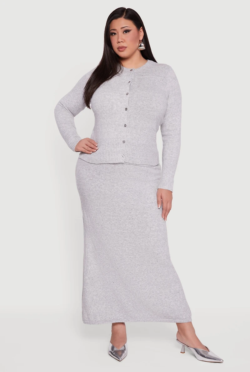 Plus Almost Famous Ribbed Knit Fold Over Maxi Skirt