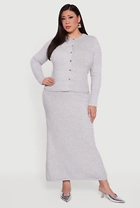 Plus Almost Famous Ribbed Knit Fold Over Maxi Skirt