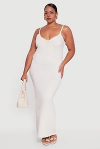 Plus Sleeveless V Neck Sweater Dress