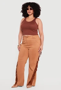 Plus High Waisted Faux Suede Pants