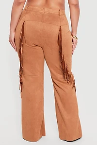 Plus High Waisted Faux Suede Pants