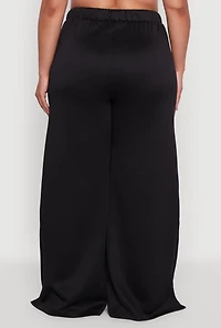 Womens Plus Scuba Varsity Stripe Split Wide Leg Track Pants, 3X