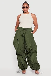 Plus Drawstring High Waisted Ruffle Detail Joggers