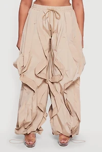 Plus Drawstring High Waisted Ruffle Detail Joggers