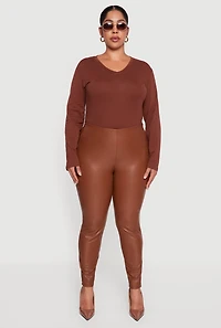 Plus Faux Leather Pull On Leggings