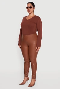 Plus Faux Leather Pull On Leggings