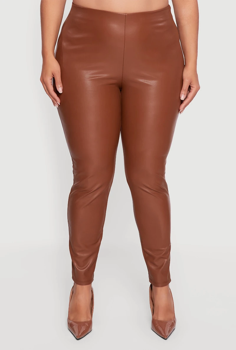 Plus Faux Leather Pull On Leggings