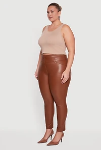 Plus Fleece Lined Faux Leather Dress Pants