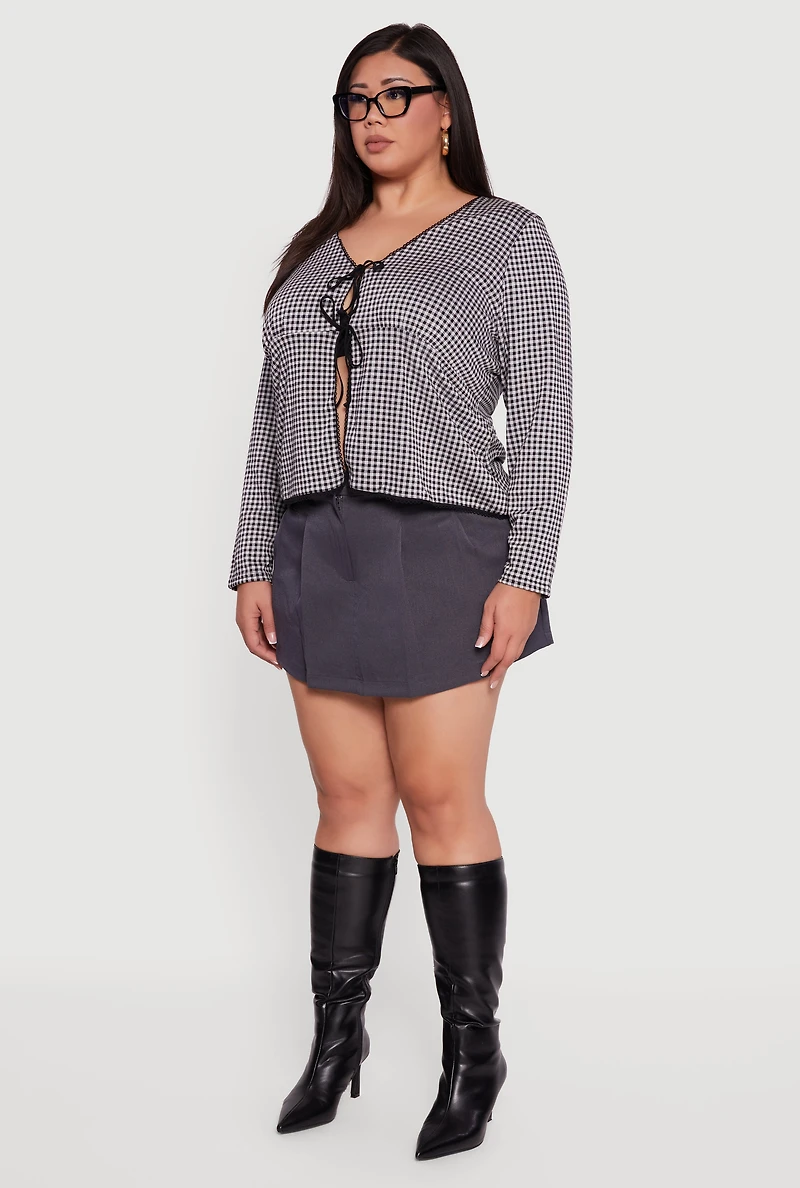 Plus Faux Pocket Pleated Skort