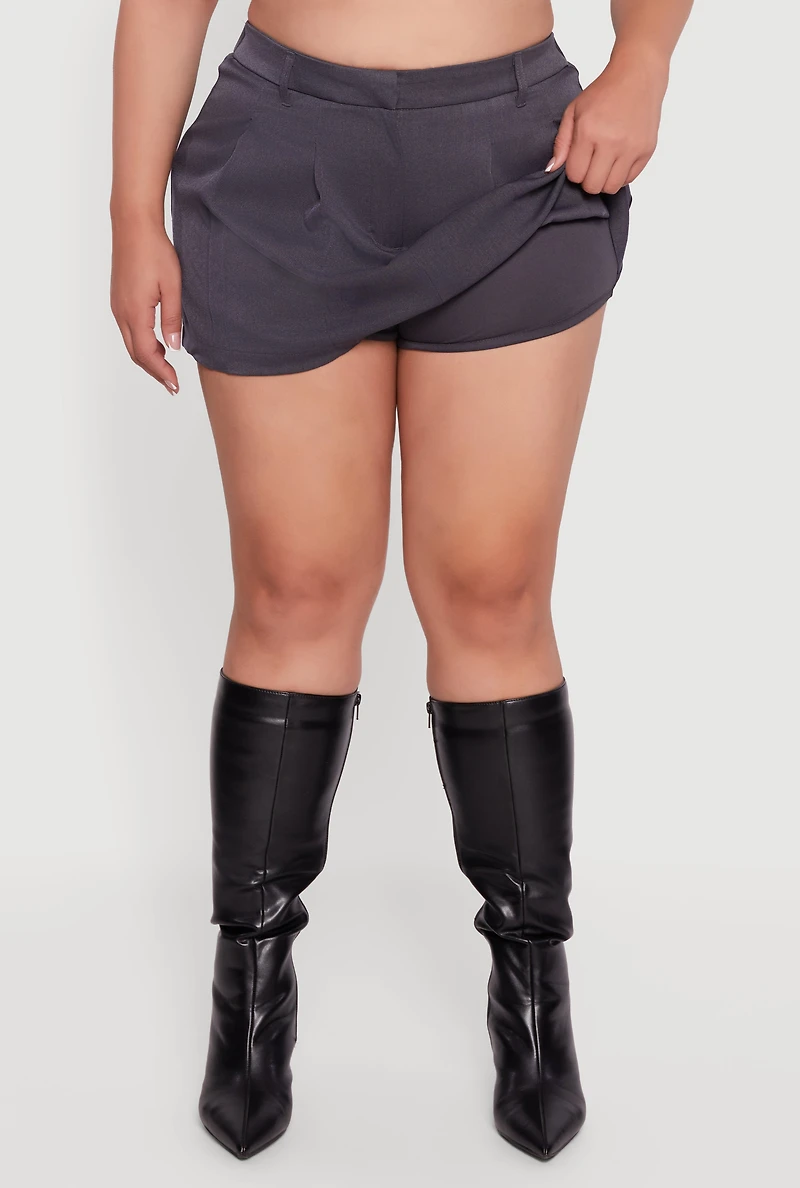 Plus Faux Pocket Pleated Skort