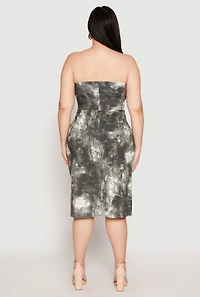 Womens Plus Size Zip Front Cargo Tube Dress, Green, Size 1X