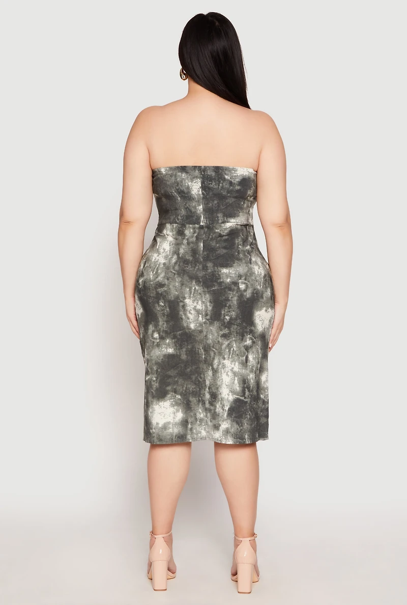 Womens Plus Size Zip Front Cargo Tube Dress, Green, Size 2X