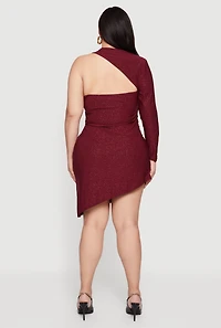 Plus Metallic Detail Glitter One Shoulder Dress