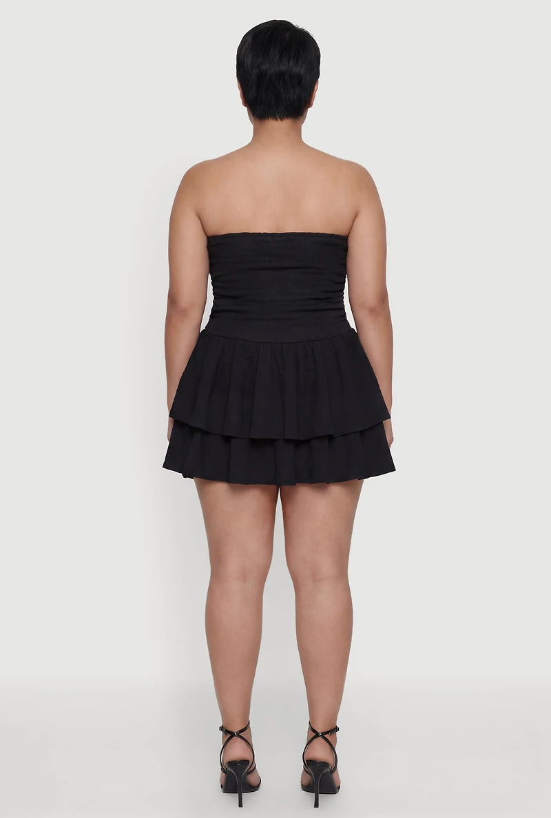 Plus Ruffle Tiered Tube Dress