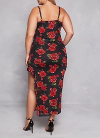 Plus Almost Famous Floral Print Asymmetrical Cami Dress