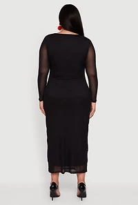 Womens Plus Almost Famous Mesh Rose Print Maxi Dress,