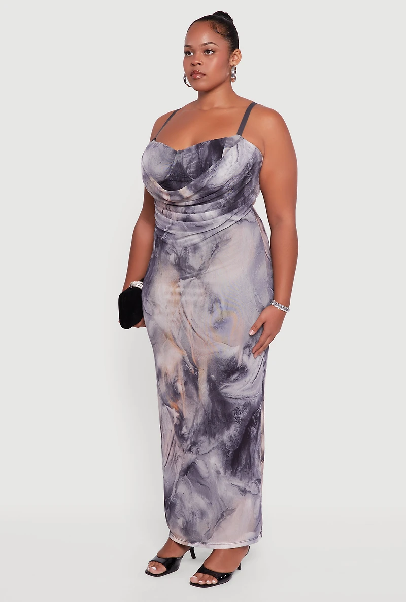 Plus Mesh Padded Cup Sweetheart Bustier Dress