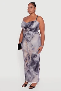 Plus Mesh Padded Cup Sweetheart Bustier Dress