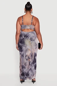 Plus Mesh Padded Cup Sweetheart Bustier Dress