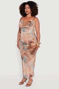 Womens Plus Size Mesh Padded Cup Sweetheart Bustier Dress, Brown, Size 3X