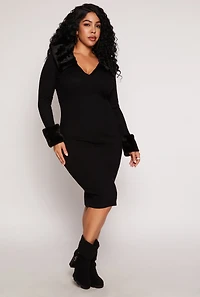 Plus Almost Famous Faux Fur Trim Dress