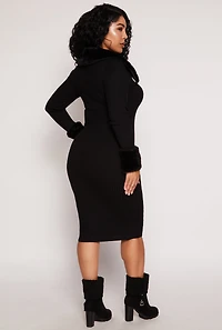 Plus Almost Famous Faux Fur Trim Dress