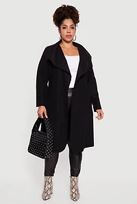 Plus Long Sleeve Tie Waist Belted Trench Coat