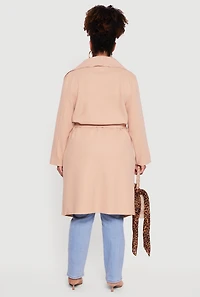 Plus Long Sleeve Tie Waist Belted Trench Coat