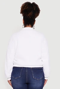 Plus Zip Front Faux Fur Bomber Jacket