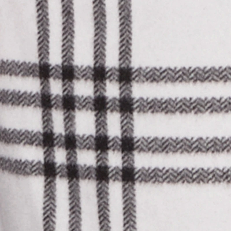 Plus Plaid Fleece Wrap Coat with Tie Waist Belt