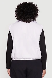 Plus Faux Leather Snap Button Zip Front Puffer Vest