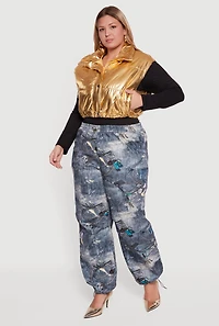 Plus Metallic Cropped Puffer Vest