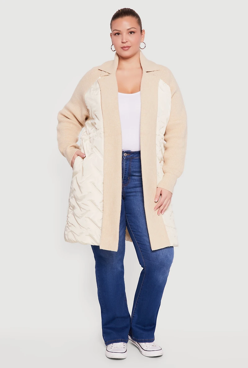 Plus Open Front Puffer Jacket