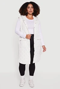 Plus Almost Famous Quilted Hooded Long Puffer Vest
