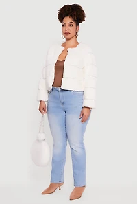 Womens Plus Size Almost Famous Faux Fur Jacket, White, Size 2X