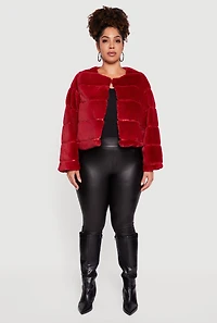 Womens Plus Size Almost Famous Faux Fur Jacket, Red, Size 3X