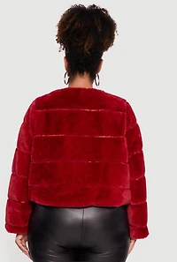 Womens Plus Size Almost Famous Faux Fur Jacket, Red, Size 3X