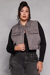 Plus Almost Famous Quilted Cropped Vest