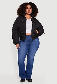 Plus Almost Famous Quilted Puffer Jacket with Bows