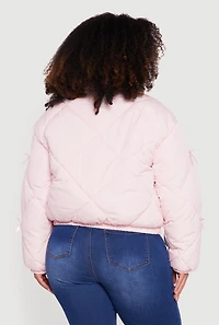Plus Almost Famous Quilted Puffer Jacket with Bows