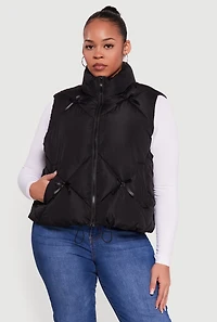 Plus Almost Famous Quilted Puffer Vest with Bows