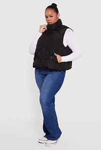 Plus Almost Famous Quilted Puffer Vest with Bows